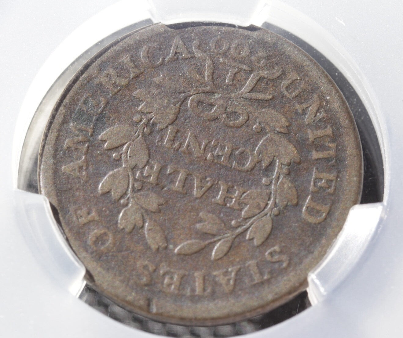 1804 Draped Bust Half Cent CAC G Details Damage Crosslet 4 Stems Early US Coin