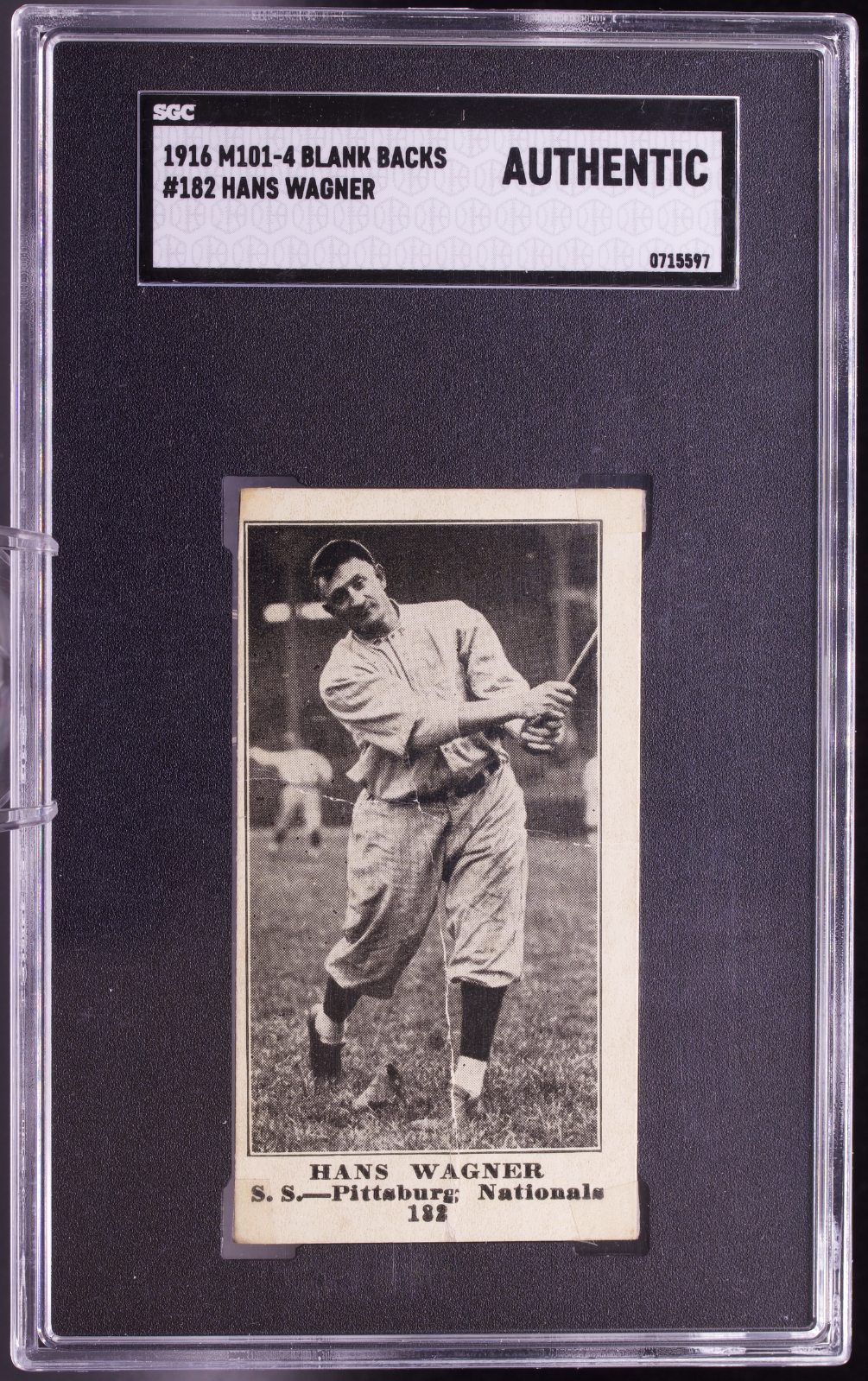 Honus Wagner 1916 M101-4 #182 SGC Authentic HOF Pittsburgh Pirates Vintage Card