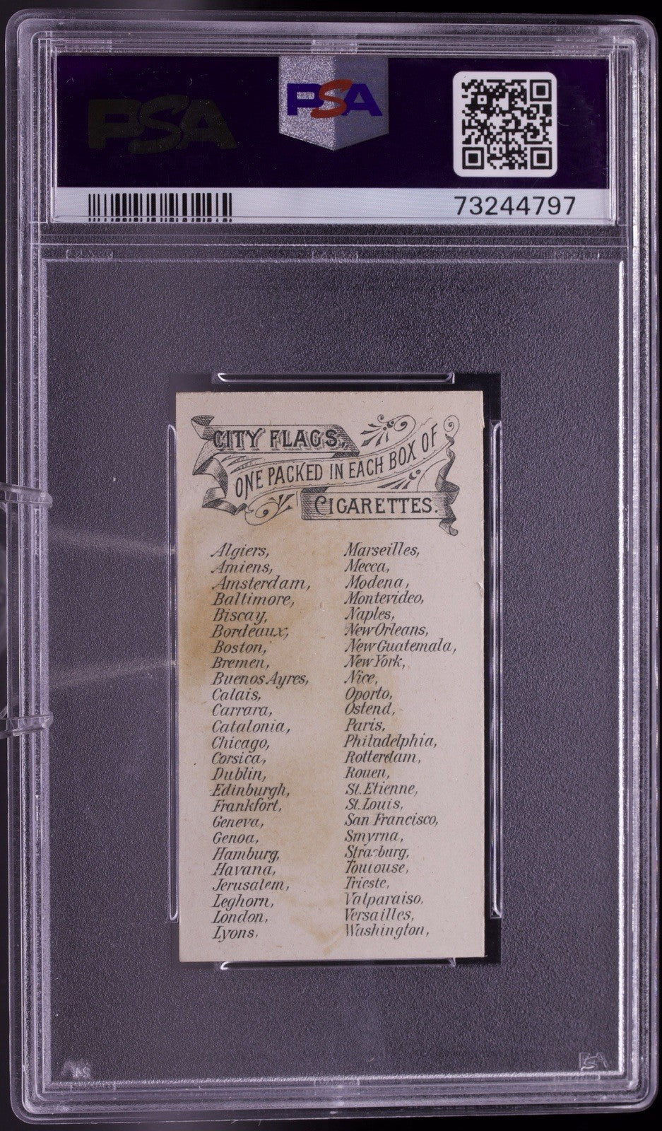 1888 N6 Allen & Ginter City Flags MARSEILLES PSA 2 GOOD - Rare Tobacco Card