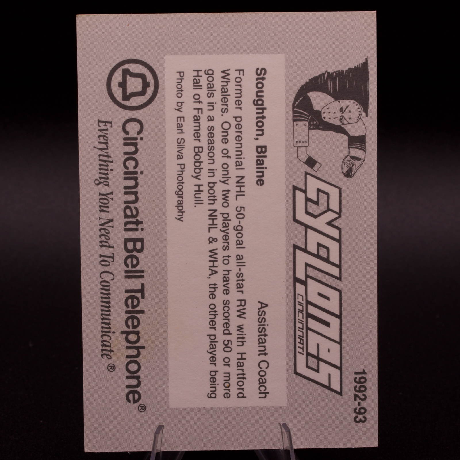 1992-93 Cincinnati Cyclones IHL Blaine Stoughton Hartford Whalers Hockey Card