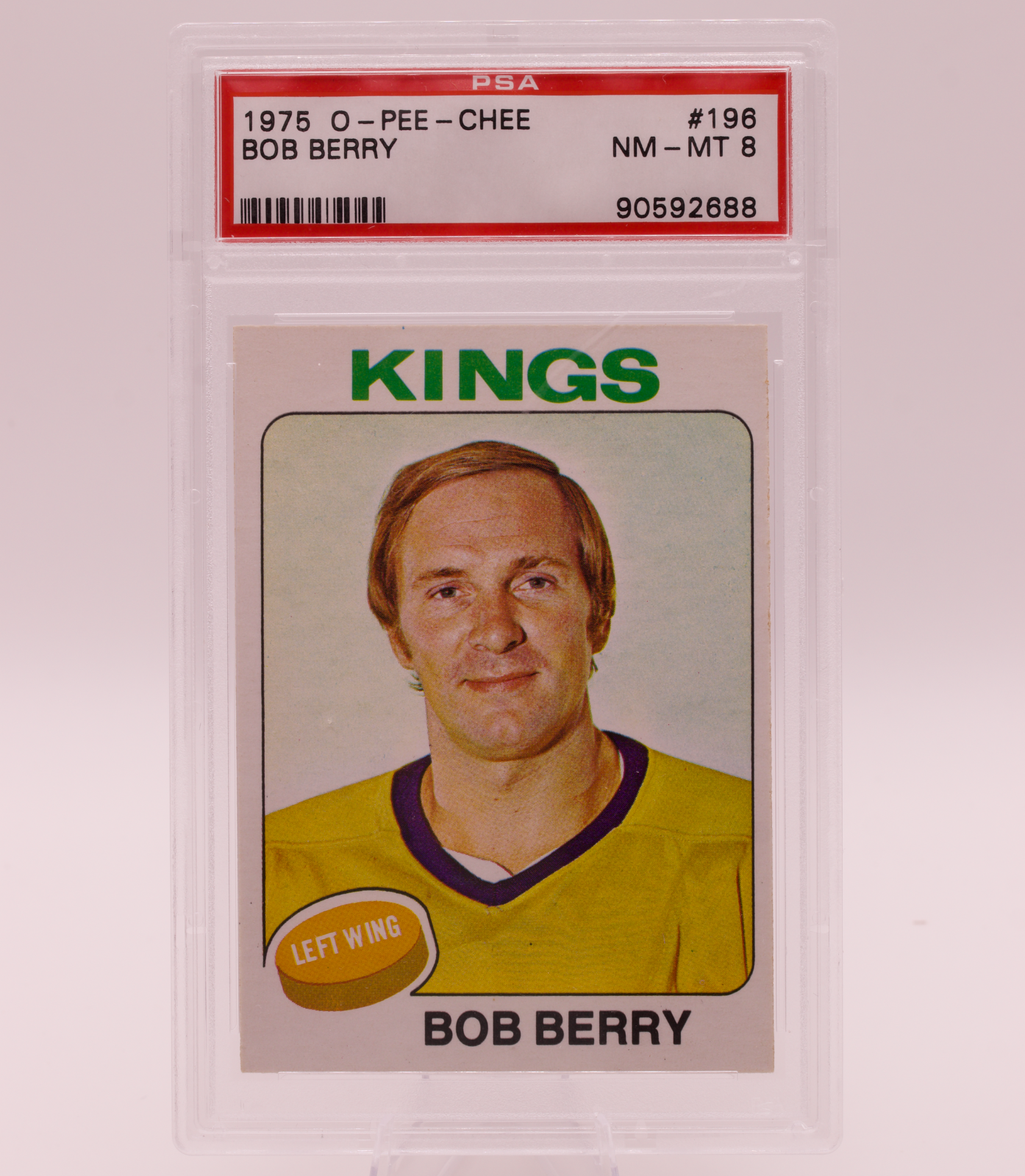 1975 O-Pee-Chee #196 Bob Berry PSA 8 NM-MT Los Angeles Kings Vintage Hockey