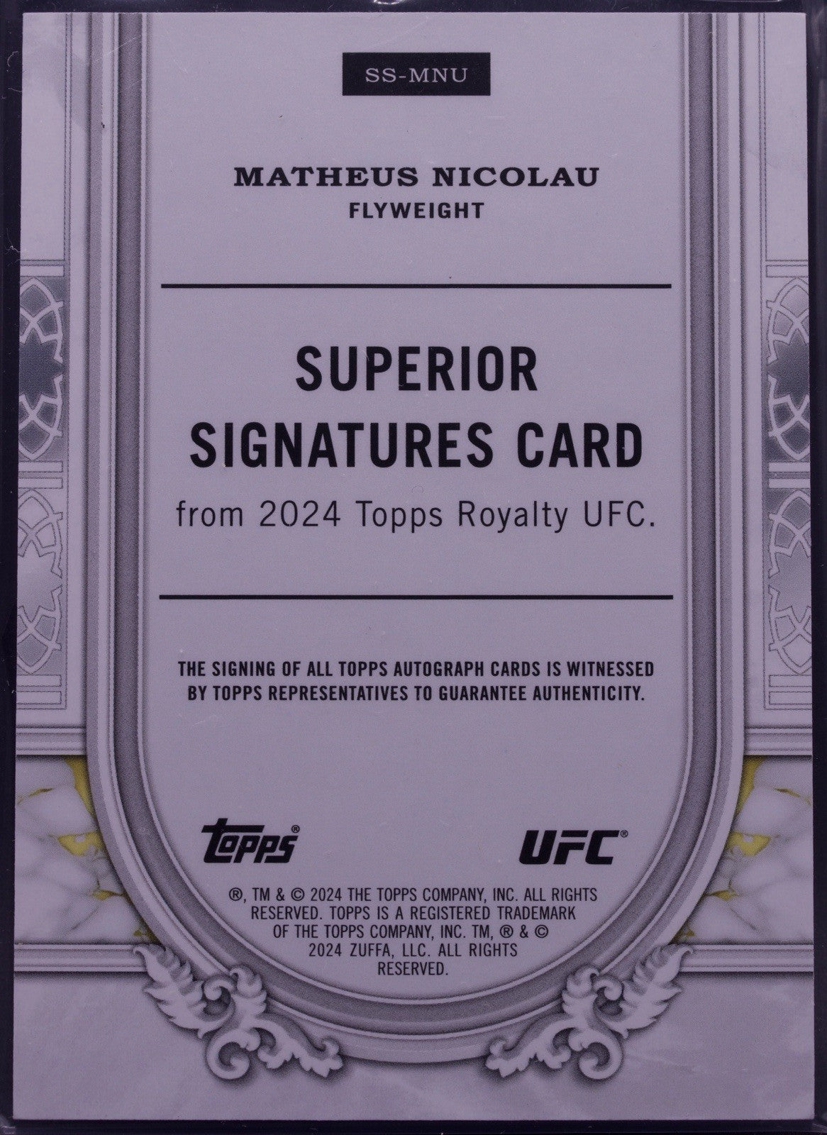 2024 Topps Royalty UFC Matheus Nicolau Superior Signatures On-Card Auto /99