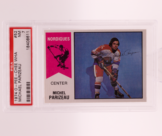 1974 O-Pee-Chee WHA Michel Parizeau #52 PSA 7 NM Quebec Nordiques Vintage OPC