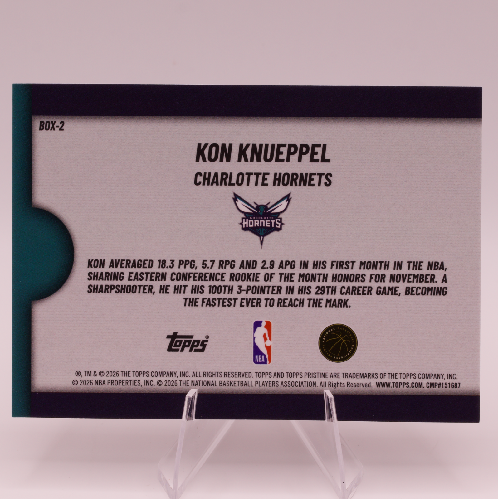 2025-26 Topps Pristine Kon Knueppel Fresh Out The Box RC BOX-2 Charlotte Hornets