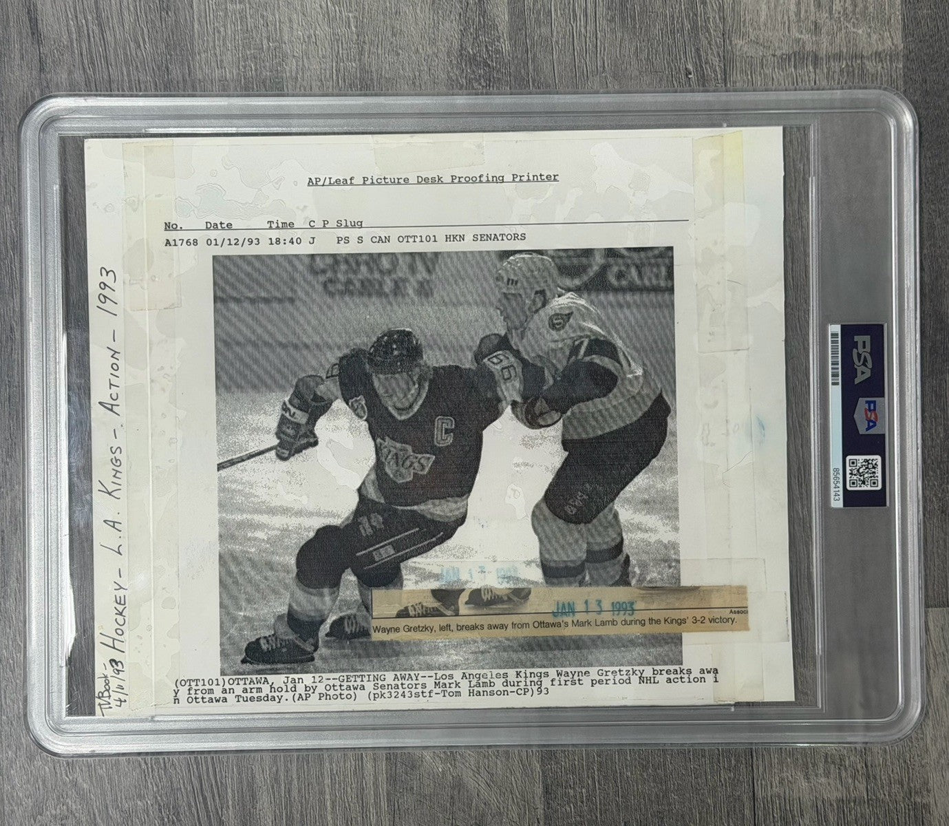 1993 Wayne Gretzky Mark Lamb PSA Authentic Type III News Service Photo AP
