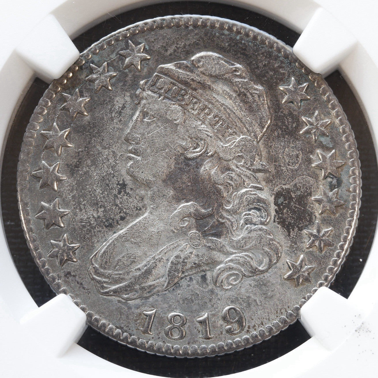 1819 Capped Bust Quarter 25C NGC XF Details • Mintage 144,000 • Corrosion