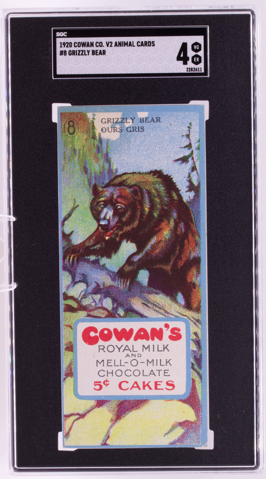 1920 V2 Cowan Co. Animal Cards #8 Grizzly Bear SGC 4 VG-EX Royal Milk Cakes