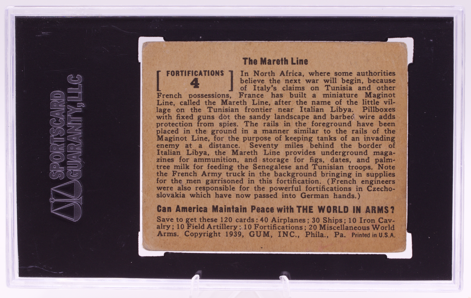 1939 Gum Inc World In Arms #4 The Mareth Line SGC 3 VG Fortifications Pre-War