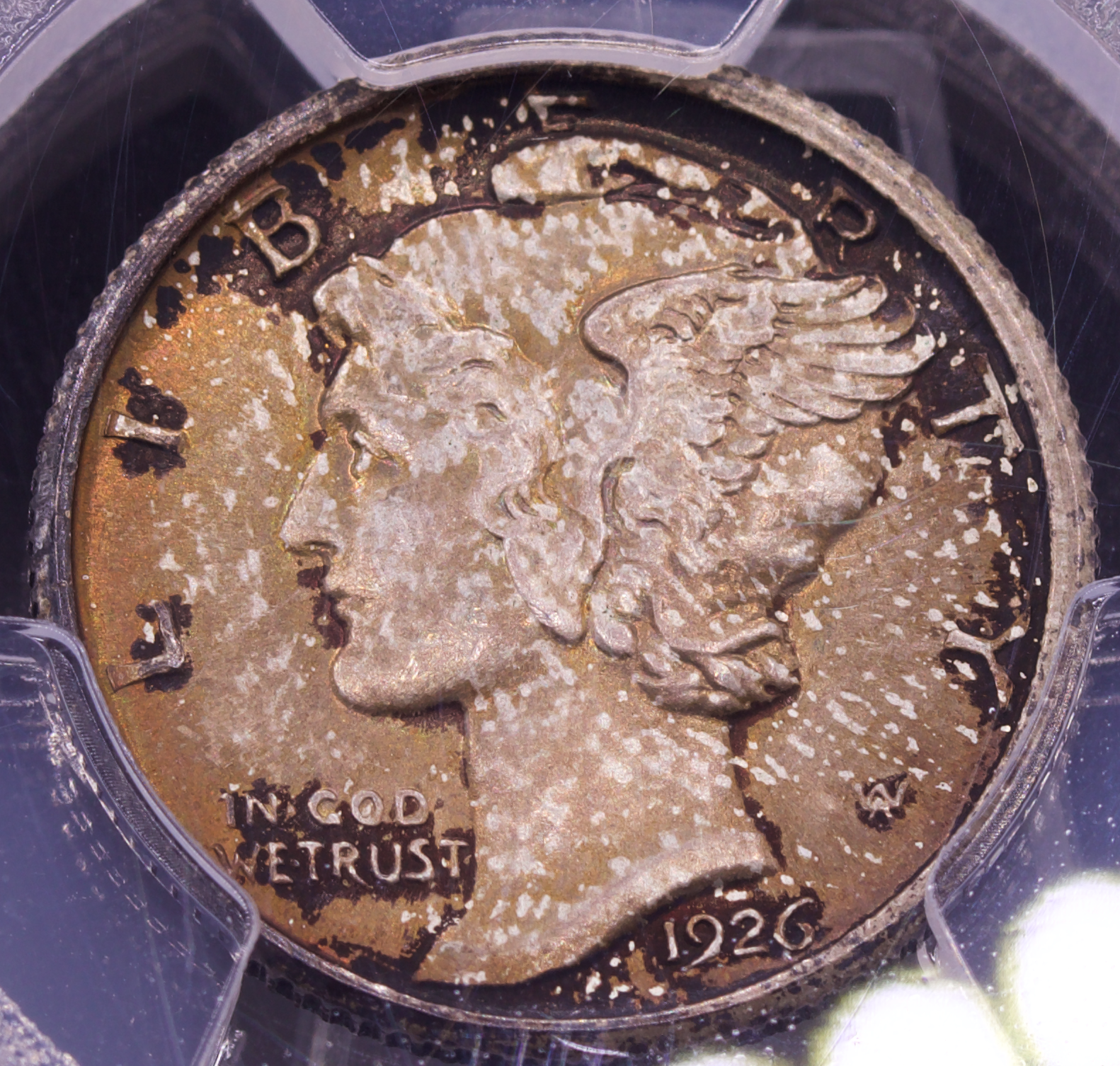 1926 Mercury Dime 10C PCGS MS64FB Toned Choice Unc Full Bands Silver