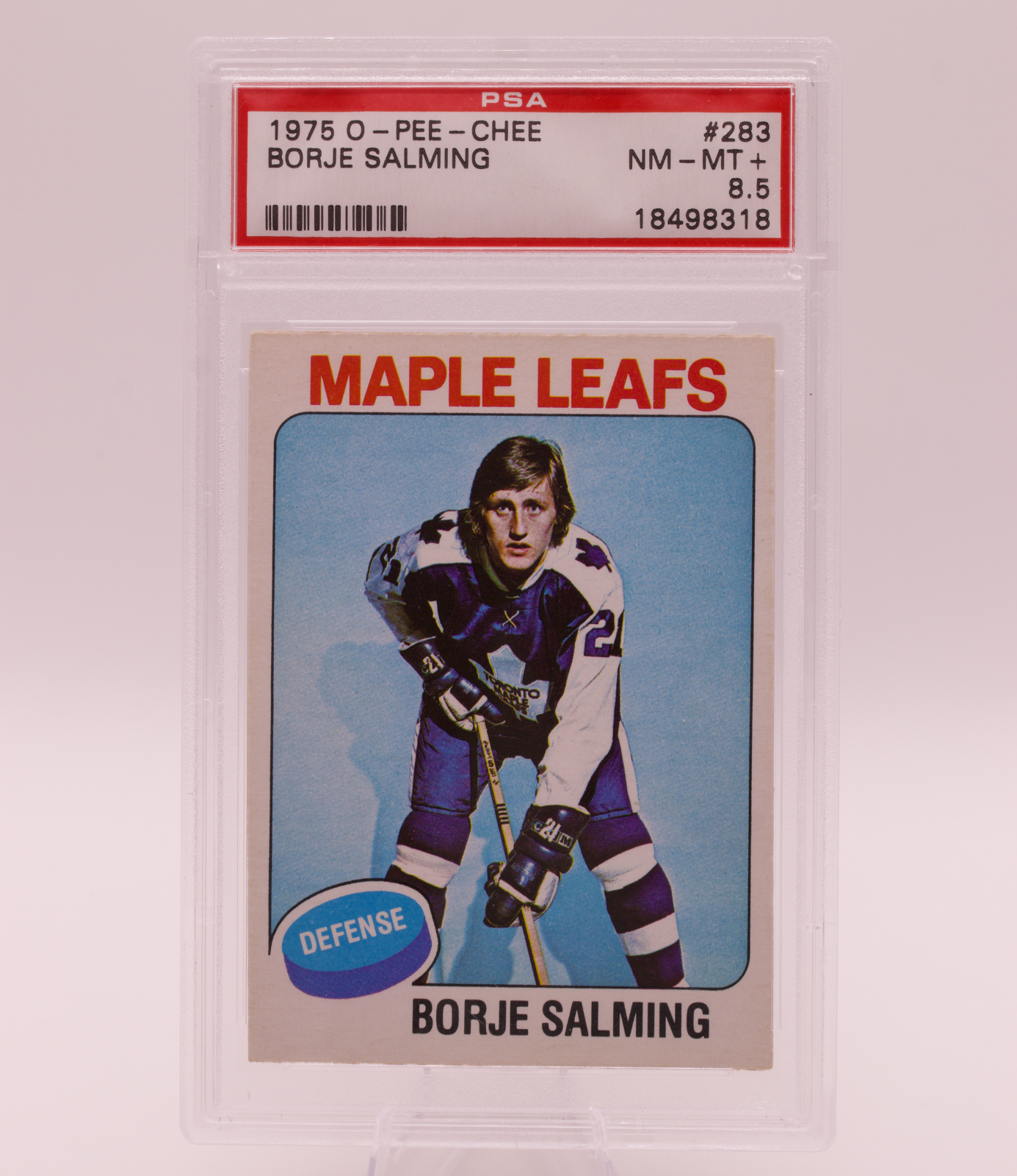 1975 O-Pee-Chee #283 Borje Salming PSA 8.5 NM-MT+ Toronto Maple Leafs HOF Card