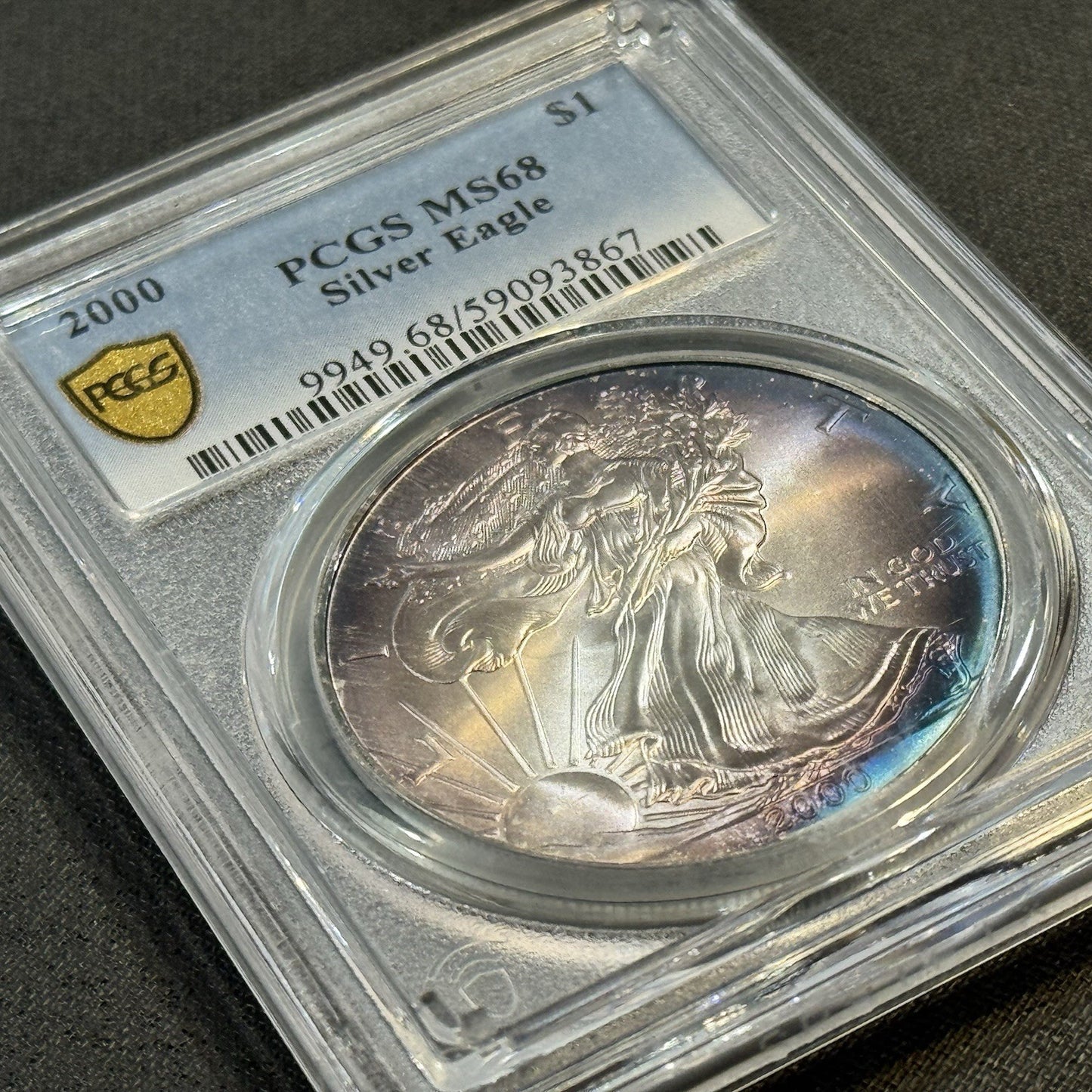 2000 Silver Eagle PCGS MS68 • Vibrant Toning • Collector-Grade Eye Appeal