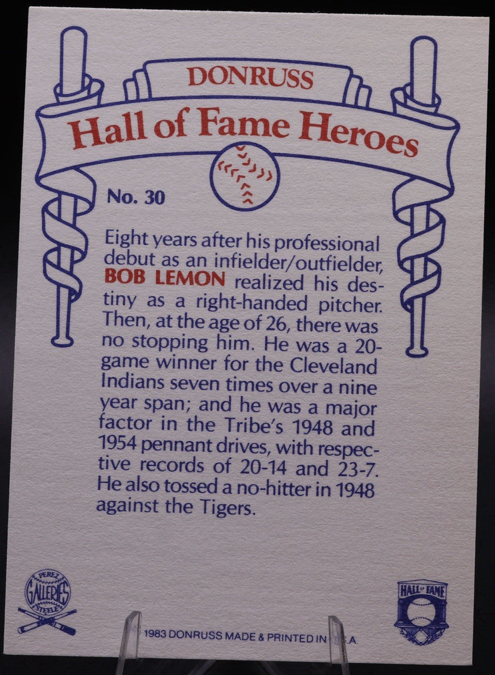 Bob Lemon Autographed 1983 Donruss Hall of Fame Heroes Card #30