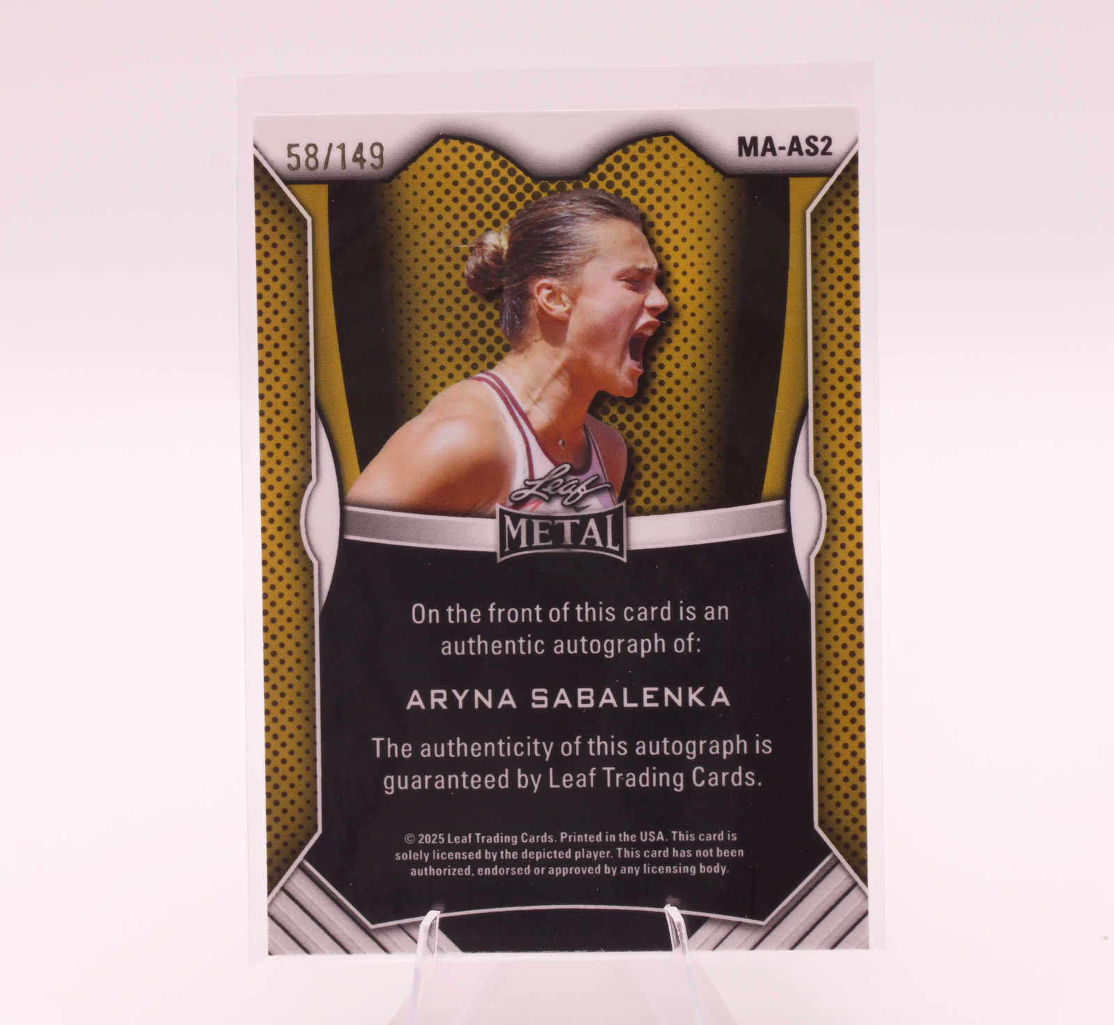 2025 Leaf Metal Aryna Sabalenka Auto /149 MA-AS2 Tennis Signed Card WTA No 1