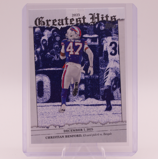 2026 Topps Christian Benford 2025 Greatest Hits 25GH-CB Buffalo Bills Insert