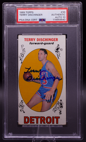 1969 Topps Terry Dischinger #33 PSA Authentic AUTO 10 Signed Pistons Tallboy