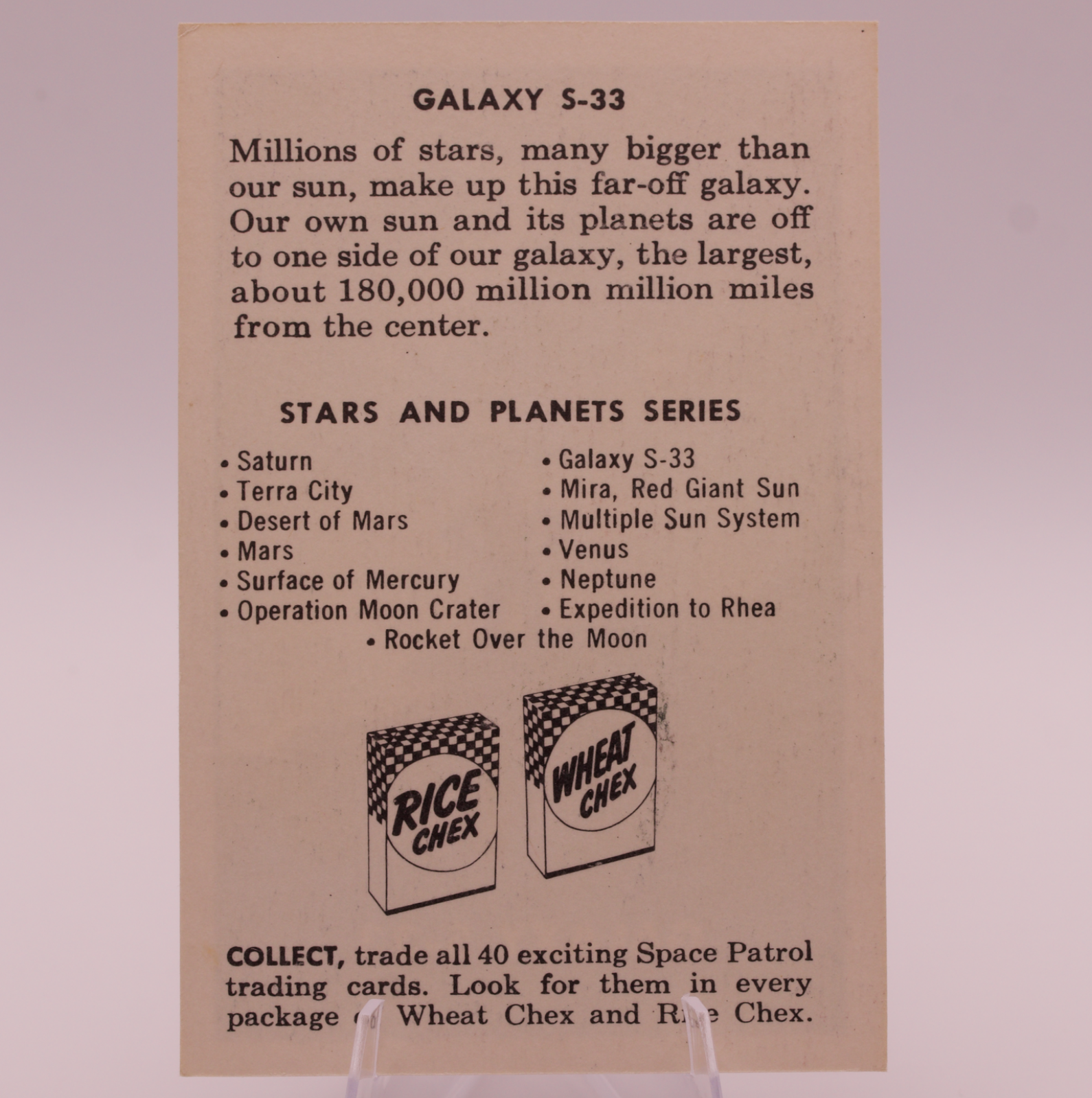 1953 Ralston Purina Space Patrol Galaxy S-33 F280-3 Chex Cereal Card Sci-Fi Art