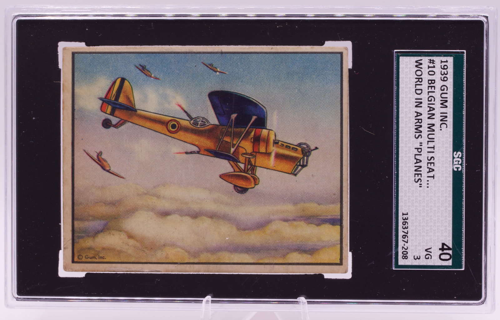 1939 Gum Inc World In Arms #10 Belgian Multi-Seat GR-8 Fighter SGC 3 VG WWII