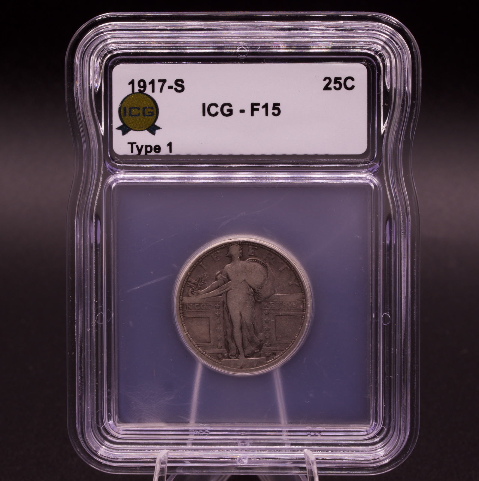 1917-S Standing Liberty Quarter Type 1 ICG F15 25C San Francisco Silver Coin