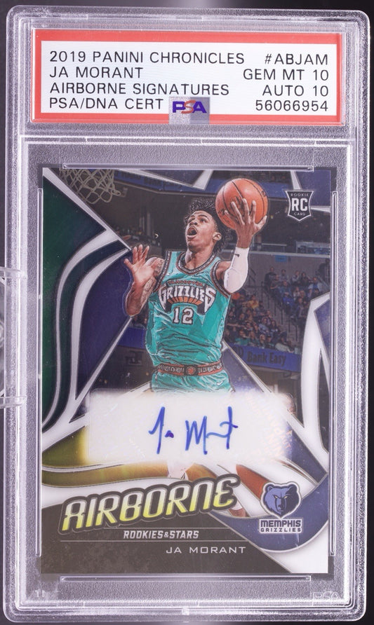 2019-20 Panini Chronicles Rookies & Stars Airborne Ja Morant RC Auto /99 PSA 10