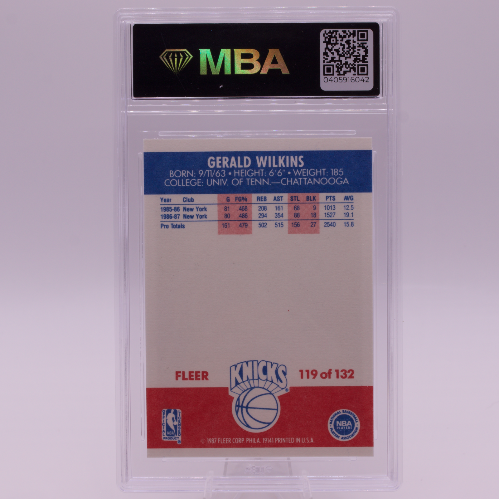 1987 Fleer Gerald Wilkins #119 MBA 10 GEM MINT New York Knicks