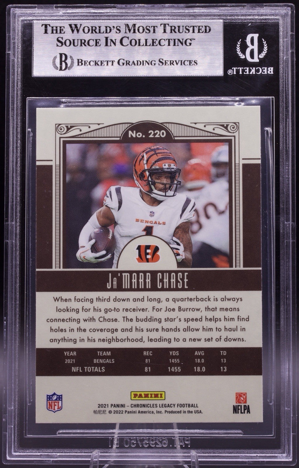 2021 Panini Chronicles - Legacy Update Rookies Ja'Marr Chase #220 (RC)