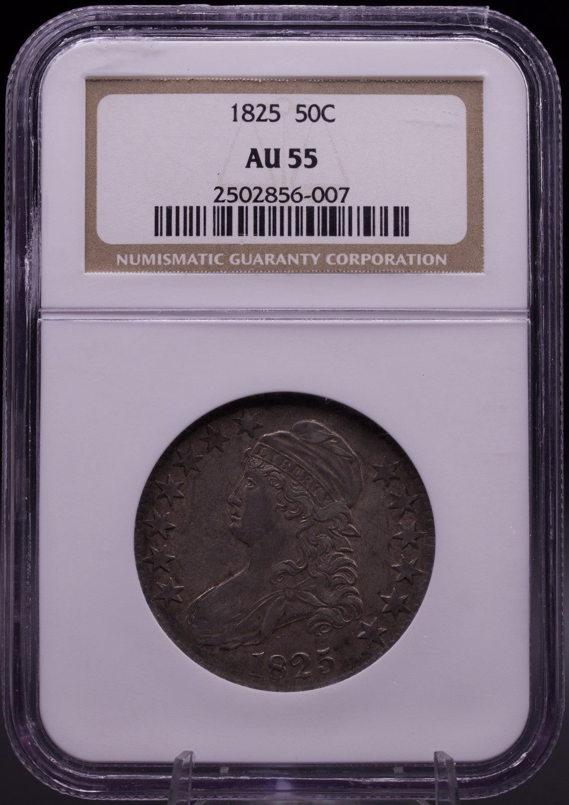 1825 50C Capped Bust Half Dollar NGC AU55 About Uncirculated Old Holder