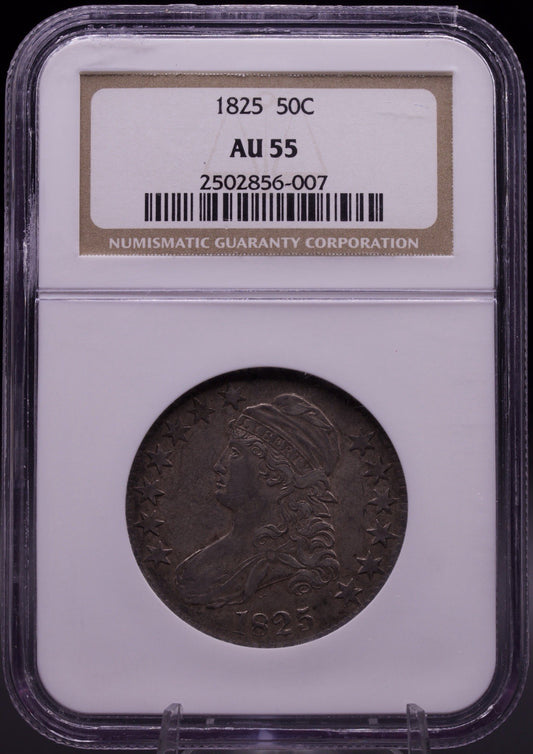 1825 50C Capped Bust Half Dollar NGC AU55 About Uncirculated Old Holder