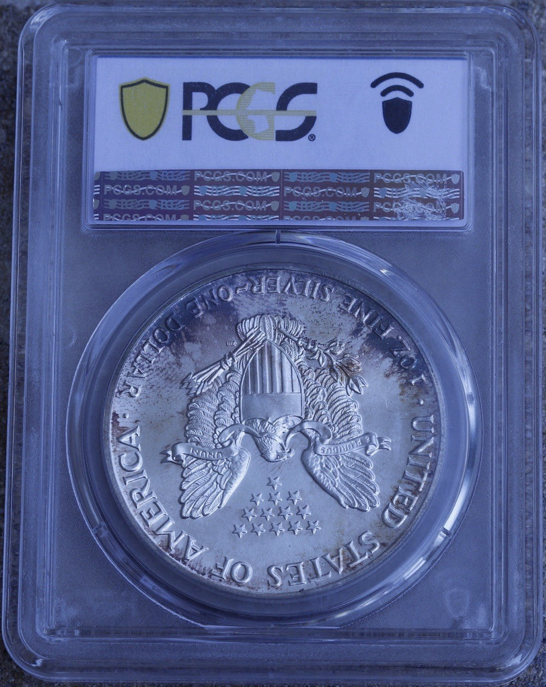 1990 Silver Eagle $1 PCGS MS67 • Nice Toning • Early Date • Crusty Toned Bullion