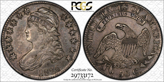 1826 Capped Bust Half Dollar O-104a Link PCGS AU55 Original Toned Silver Coin