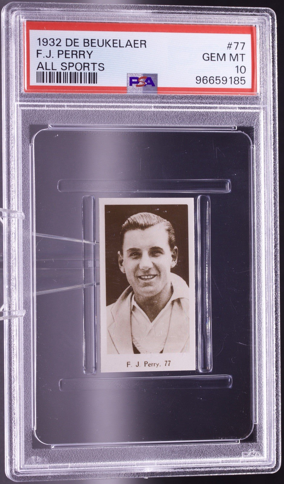 1932 De Beukelaer Fred Perry #77 PSA 10 GEM MINT Pre-War Tennis Wimbledon HOF
