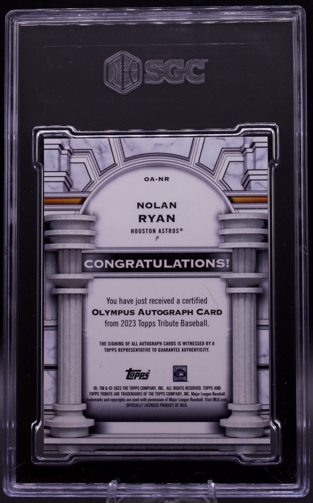 2023 Topps Tribute Nolan Ryan Olympus Autograph /45  SGC 10 Gem Mint Auto 10