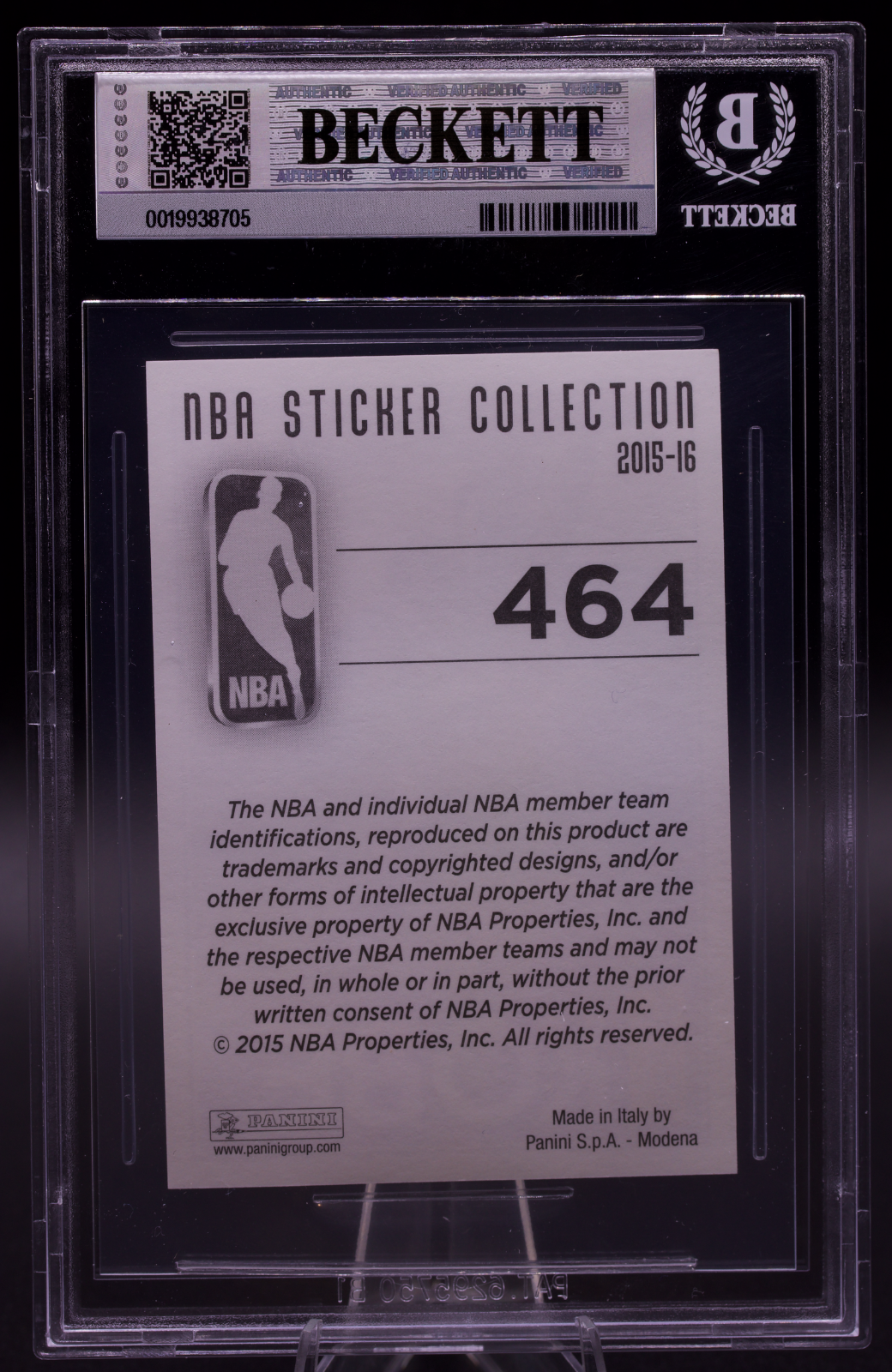 2015-16 Panini European Sticker Kobe Bryant #464 Beckett BGS 9 - New BGS Holder