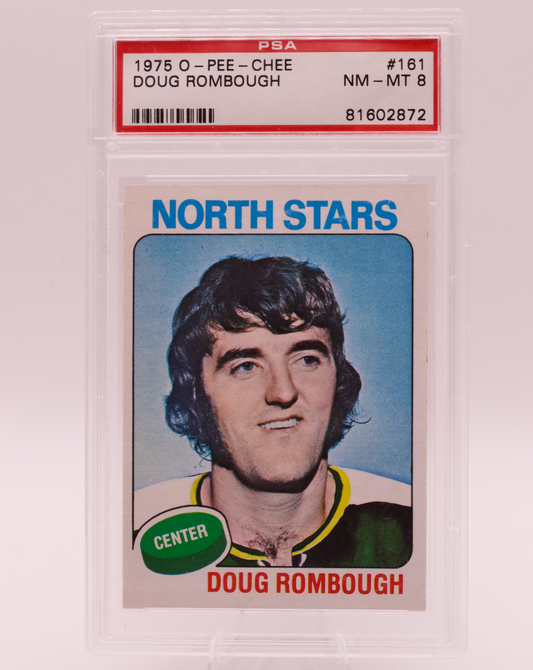 1975 O-Pee-Chee #161 Doug Rombough PSA 8 NM-MT Minnesota North Stars Hockey OPC
