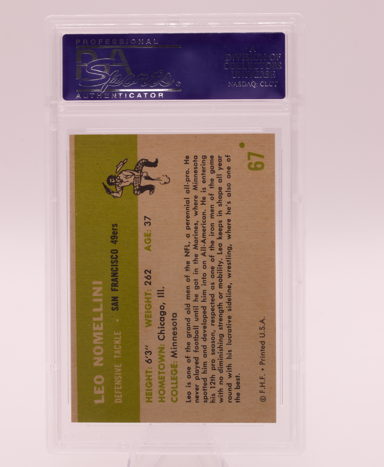 1961 Fleer #67 Leo Nomellini PSA 8 NM-MT San Francisco 49ers Football