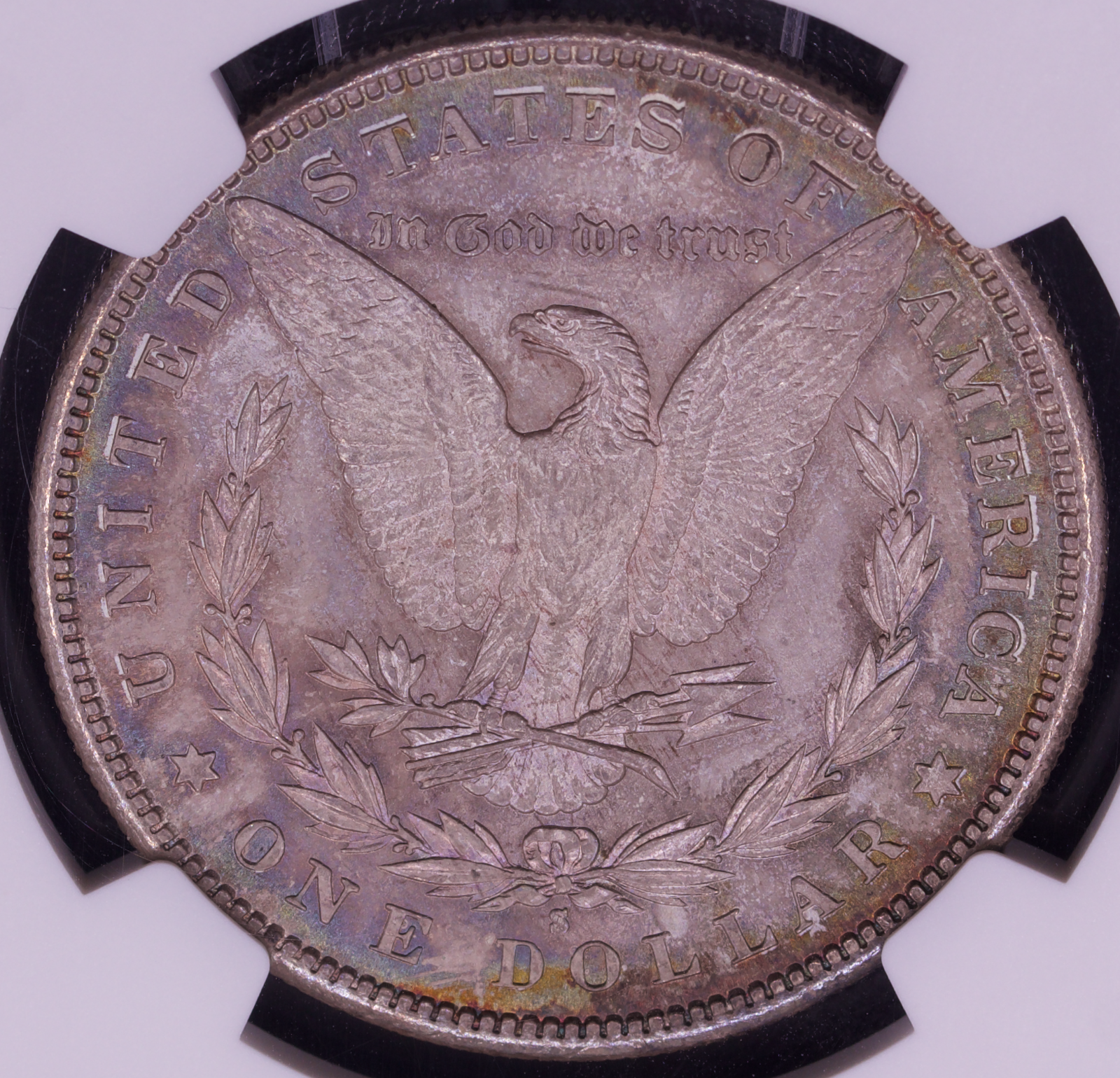 1881-S Morgan Silver Dollar NGC MS 67 Monster Toned Rainbow Obverse Gem BU