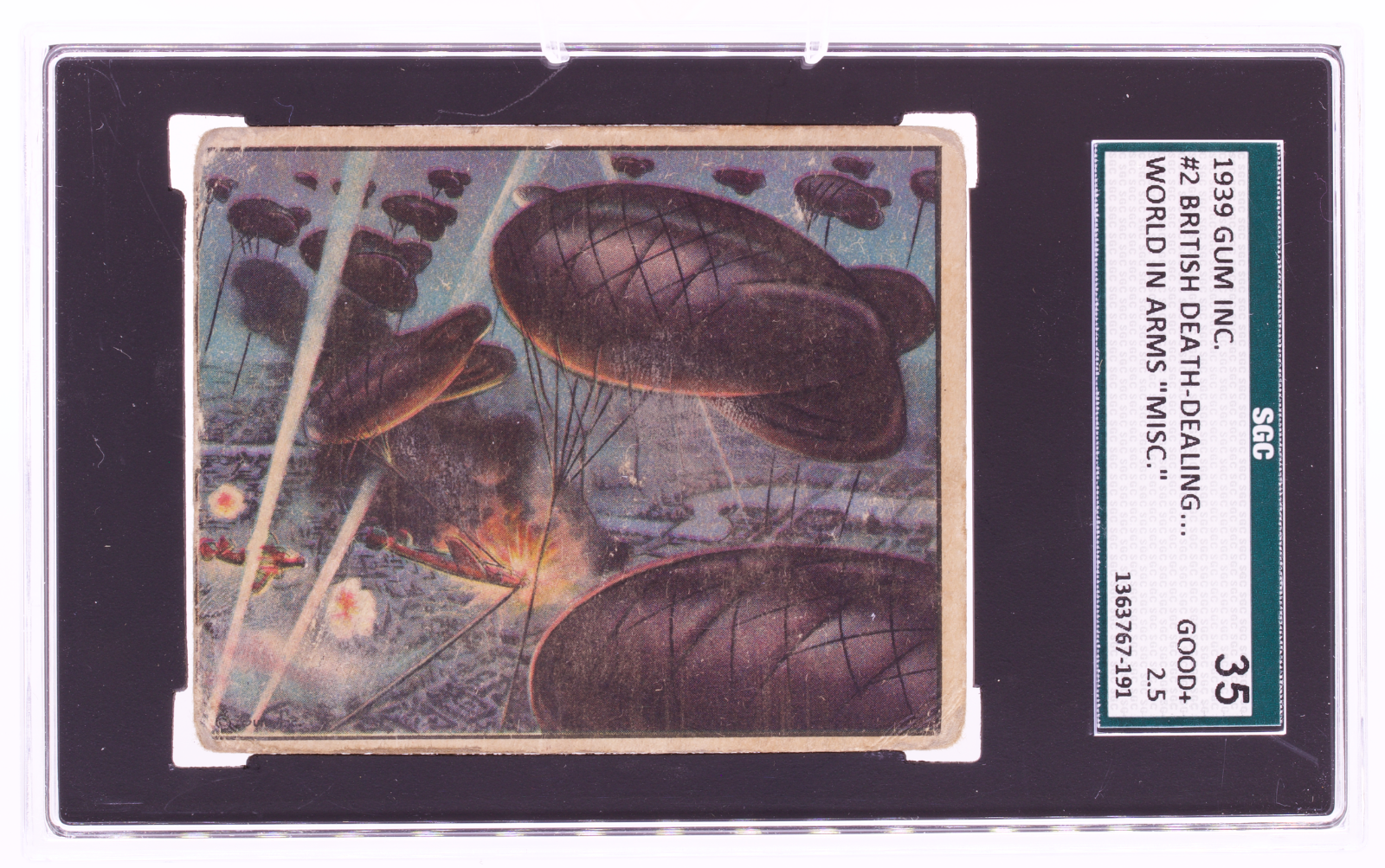 1939 Gum Inc World In Arms #2 British Balloon Barrage SGC 2.5 Good+ Pre-War WW2