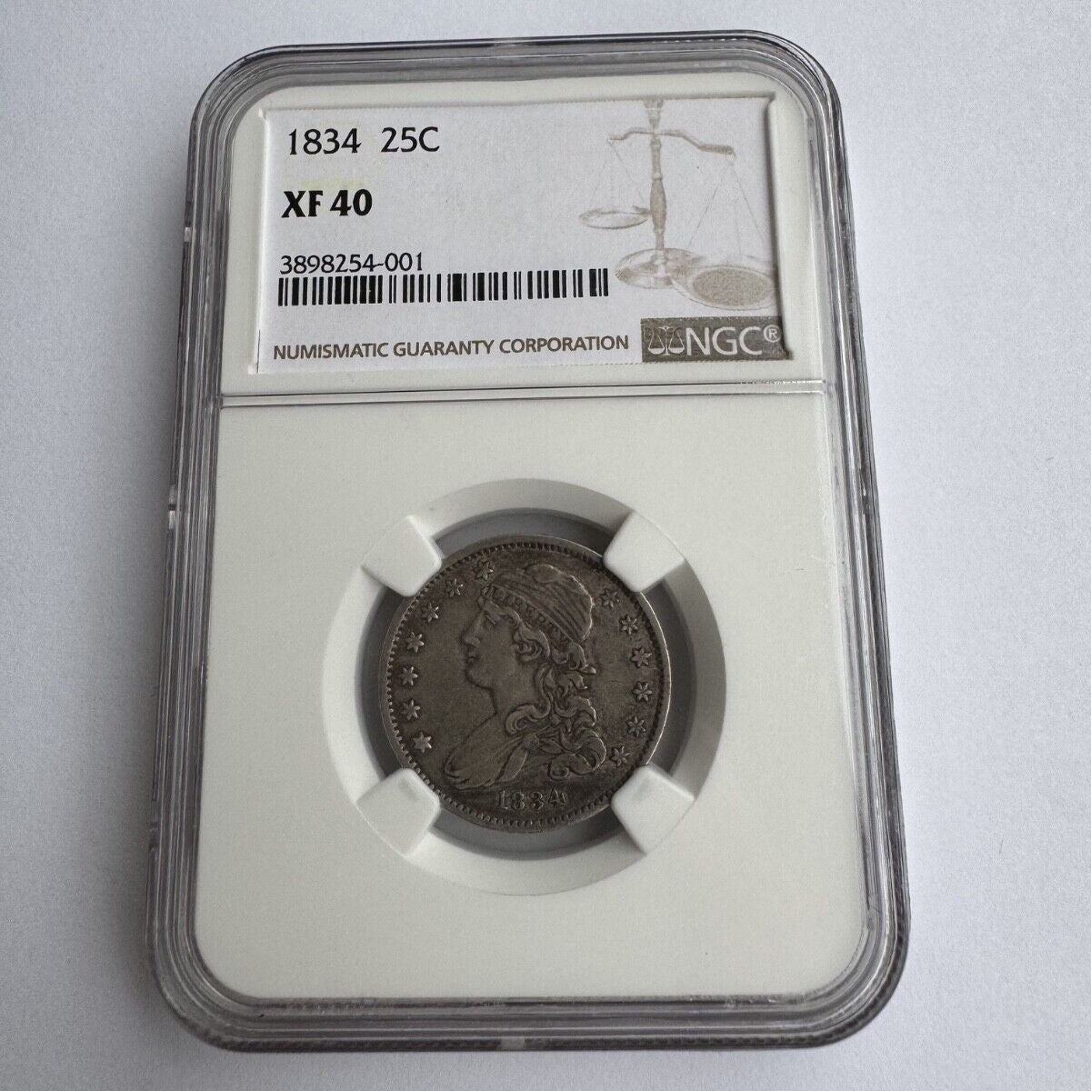 1834 Capped Bust Quarter – NGC XF40 – Early U.S. Silver - Sharp Detail