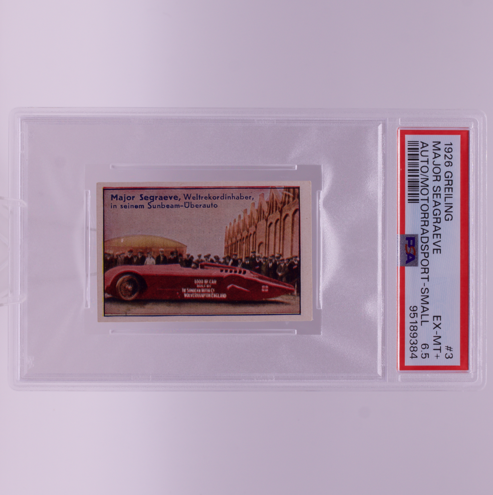 1926 Greiling #3 Sir Henry Segrave Sunbeam 1000 HP PSA 6.5 German Tobacco Card