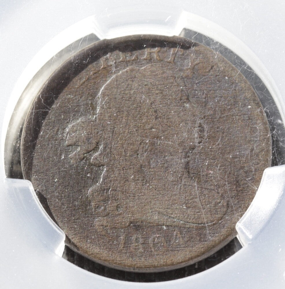 1804 Draped Bust Half Cent CAC G Details Damage Crosslet 4 Stems Early US Coin