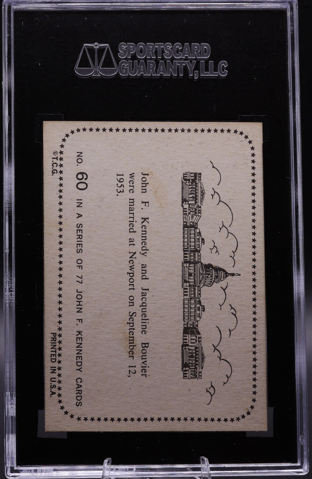 1964 Topps JFK #60 SGC 6 • Wedding Day Vows • Historic 1953 Marriage Moment