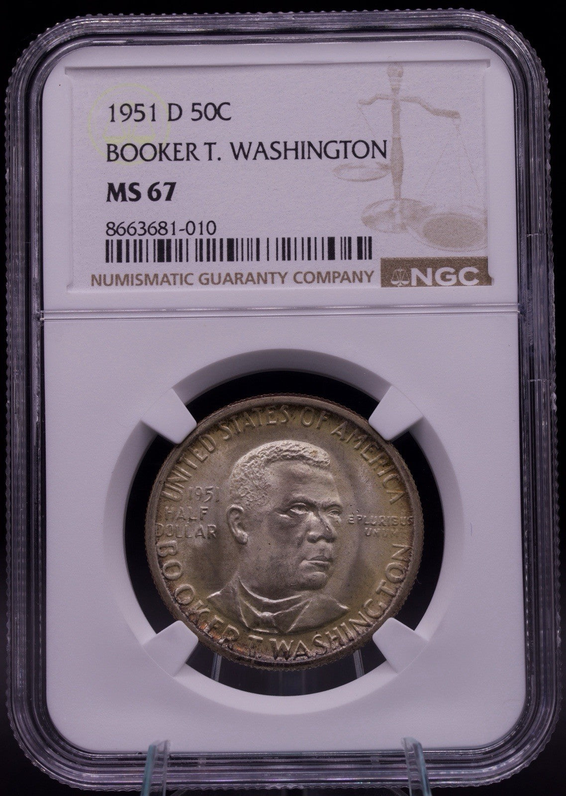 1951-D Booker T. Washington Half Dollar NGC MS67 Gem Uncirculated 50C Silver