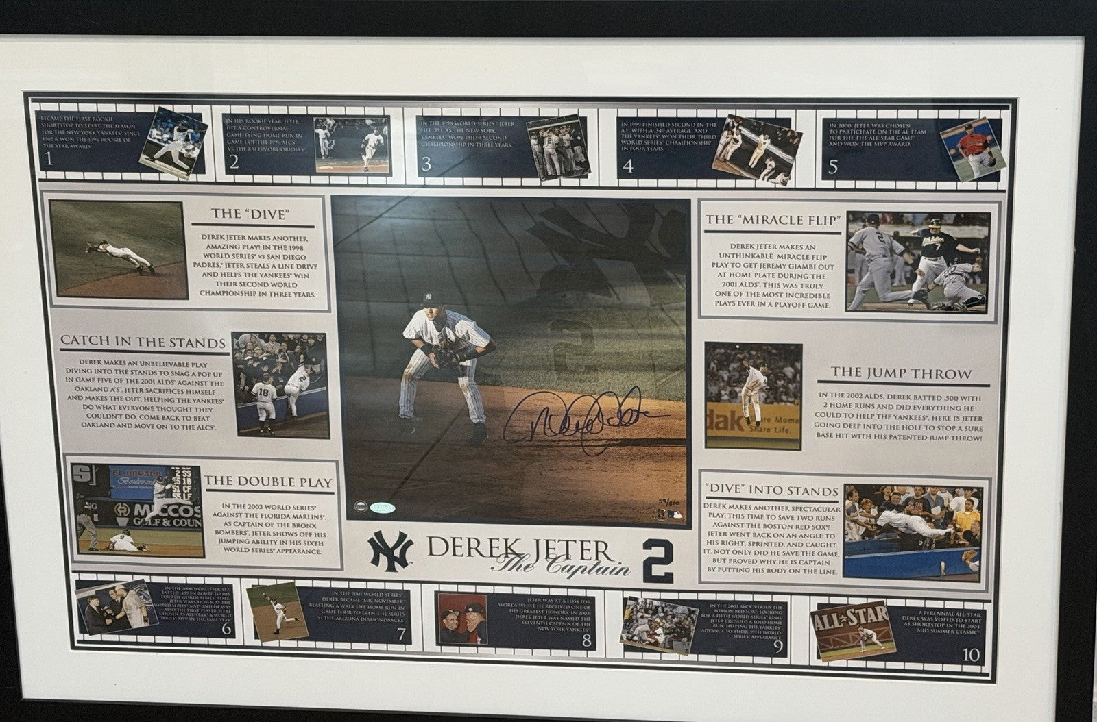 Derek Jeter Autograph Framed 38x26 Display /500 HOF Yankees Steiner Memorabilia