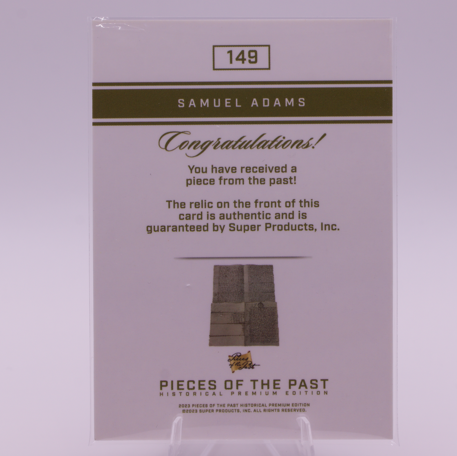 Samuel Adams Authentic Relic Card Pieces of the Past #149 Founding Father USA