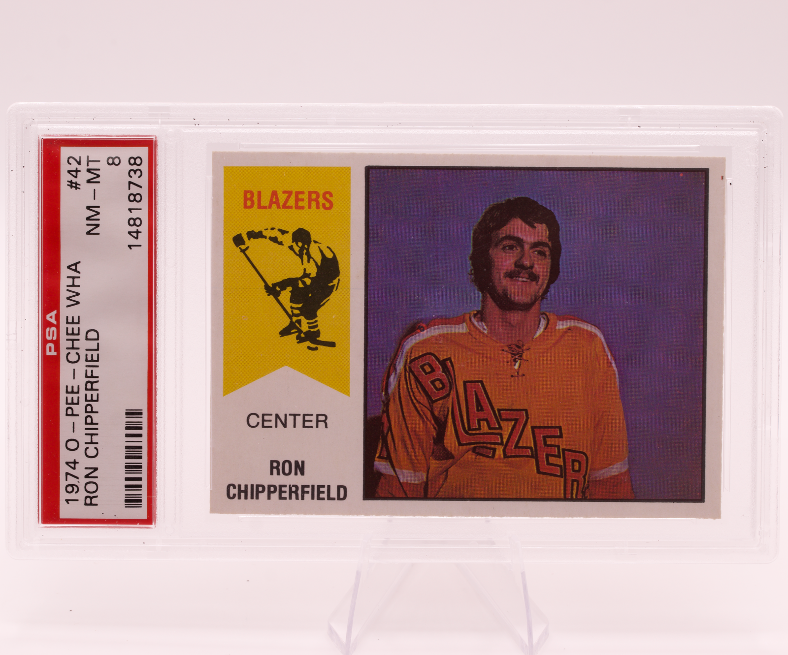 1974 O-Pee-Chee WHA Ron Chipperfield #42 PSA 8 NM-MT Vancouver Blazers Rookie
