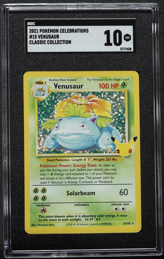 2021 Pokemon Celebrations Venusaur Base Set Reprint SGC 10 GEM MINT 15/102