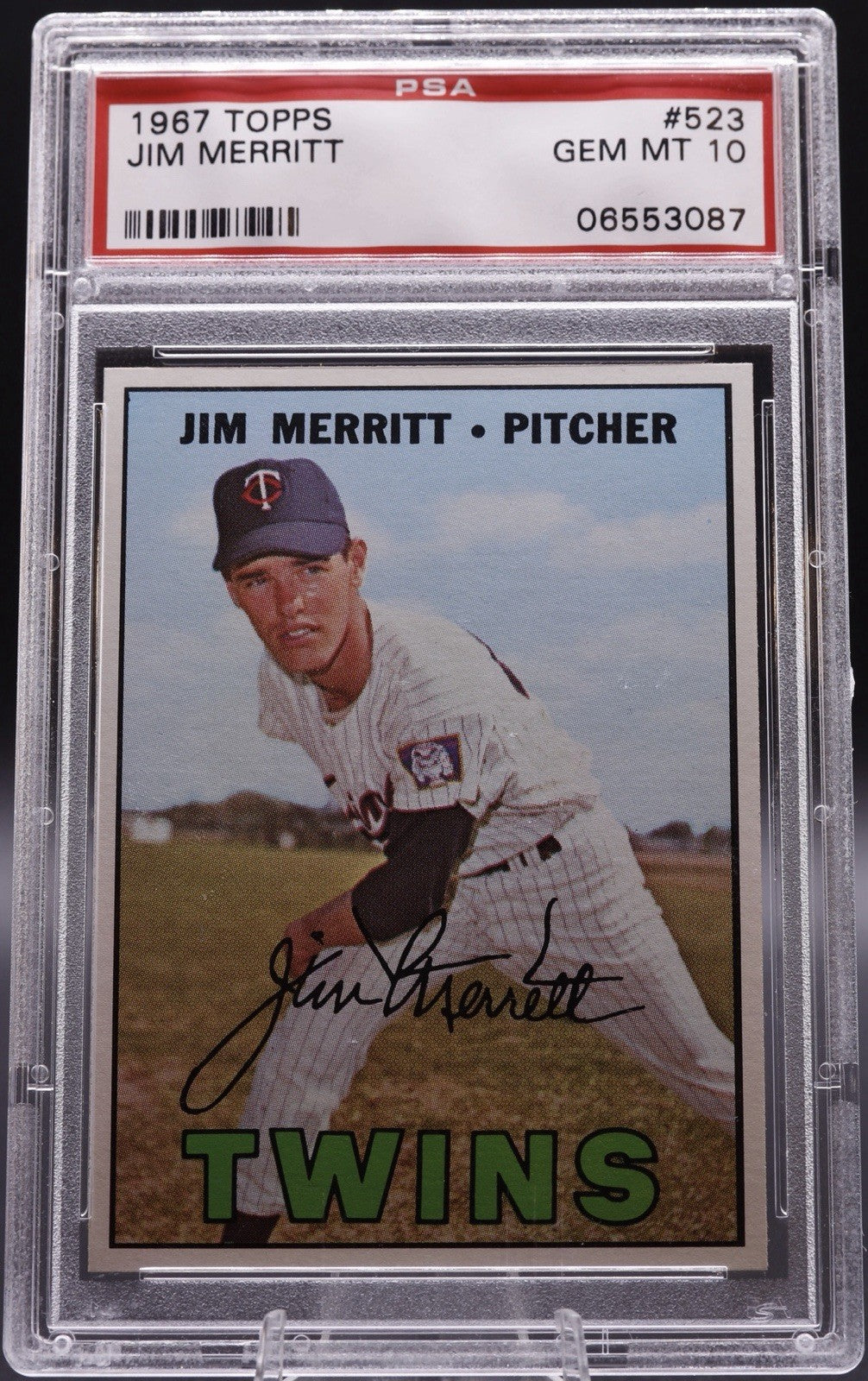1967 Topps #523 Jim Merritt Twins PSA 10 GEM MT Rookie Card