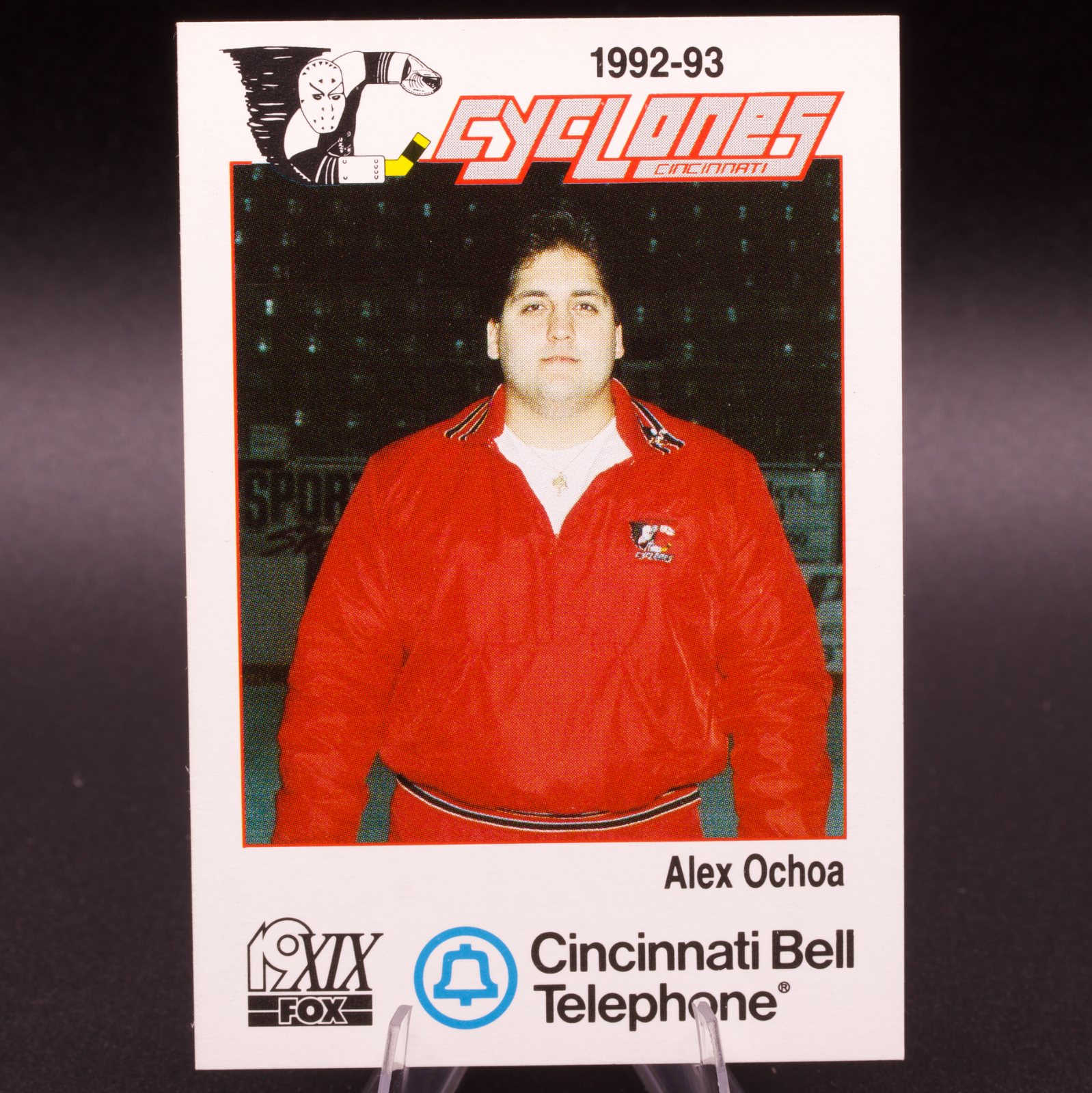 1992-93 Cincinnati Cyclones Alex Ochoa Trainer Hockey Card Cincinnati Bell IHL
