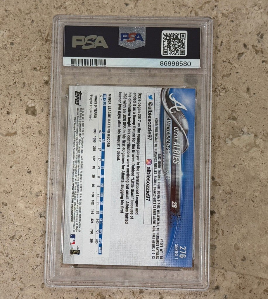 2018 Ozzie Albies Topps White Jersey RC #276 PSA 10 GEM MINT Atlanta Braves
