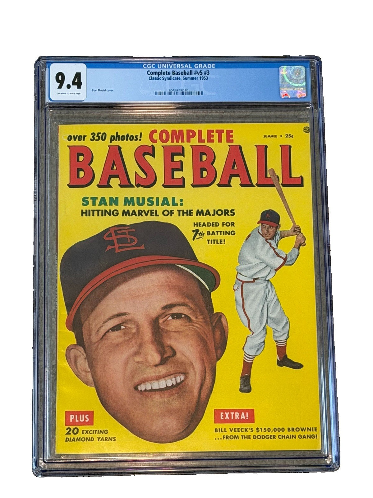 1953 Complete Baseball v5 #3 Stan Musial CGC 9.4 TOP POP - POP 2 NONE HIGHER