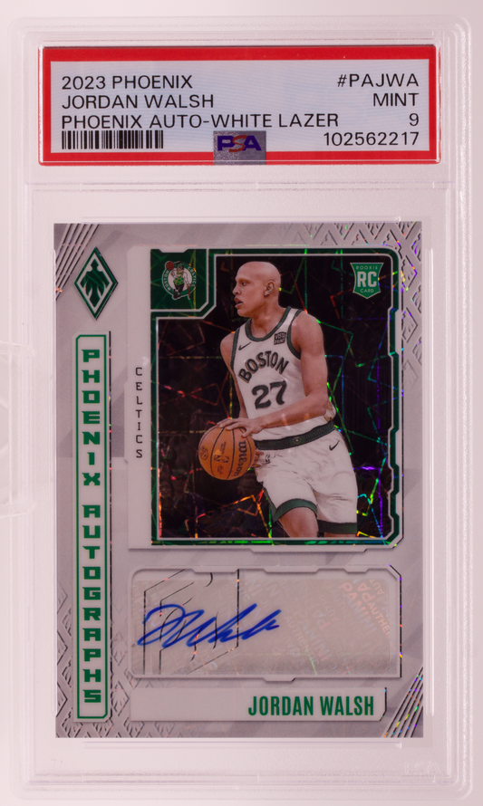 2023-24 Panini Phoenix Jordan Walsh Auto White Lazer /99 RC PSA 9 MINT Celtics